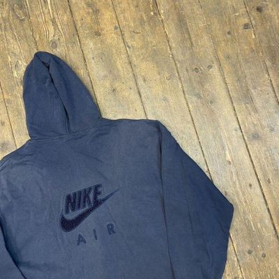 Nike Air Hoodie 100% Cotton 90's Full Zip Sports Sweatshirt, Blue, Mens Medium 8