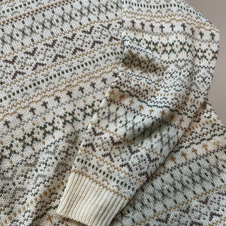 Vintage New Look patterned knitted jumper sweater | cream and pastels image 4