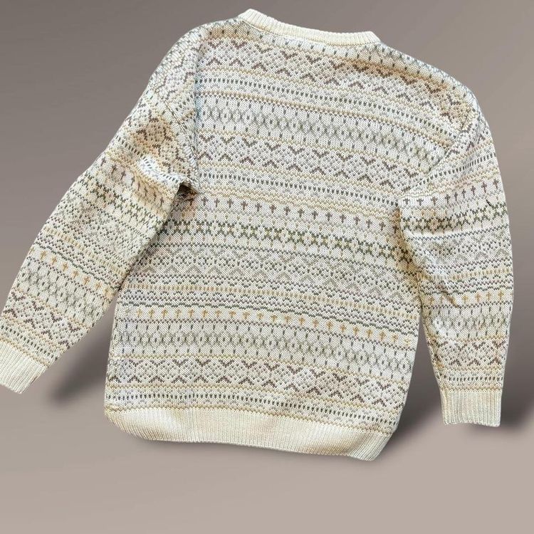 Vintage New Look patterned knitted jumper sweater | cream and pastels image 5