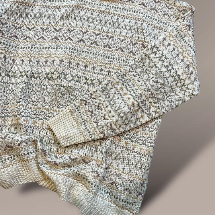 Vintage New Look patterned knitted jumper sweater | cream and pastels image 7
