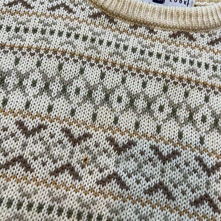 Vintage New Look patterned knitted jumper sweater | cream and pastels image 8