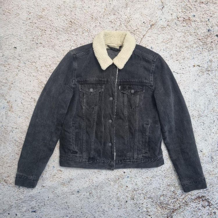 Levi's Sherpa Lined Denim Trucker Jacket - Medium - Black image 1