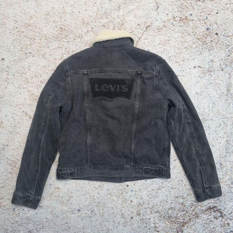 Levi's Sherpa Lined Denim Trucker Jacket - Medium - Black image 3