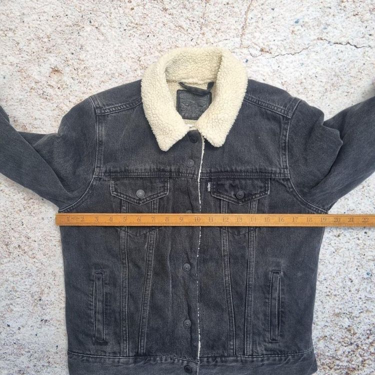 Levi's Sherpa Lined Denim Trucker Jacket - Medium - Black image 5