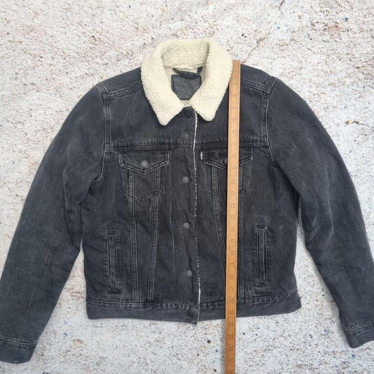 Levi's Sherpa Lined Denim Trucker Jacket - Medium - Black image 6