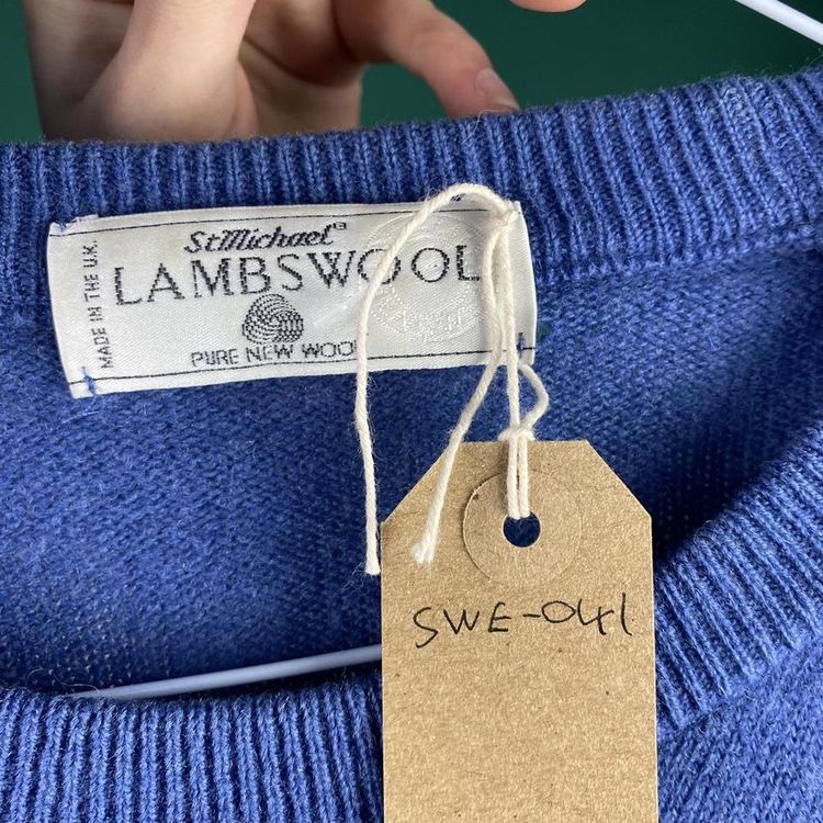 Vintage st Micheal wool knit sweater blue. 3
