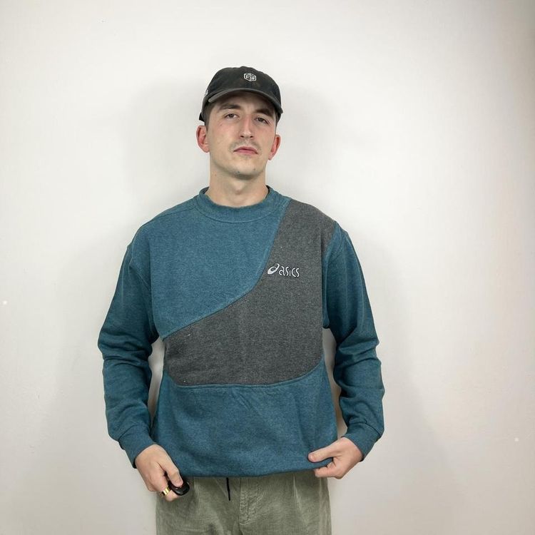 Reworked green and grey ASICS sweatshirt