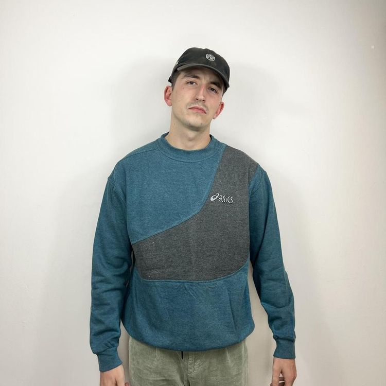 Reworked green and grey ASICS sweatshirt 2