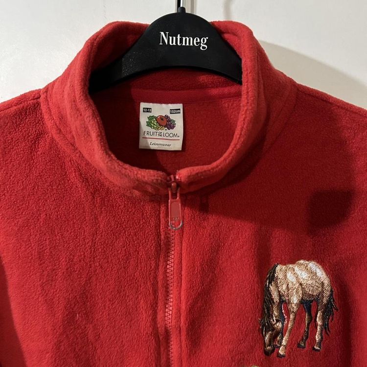 Vintage fleece red horse jacket image 3