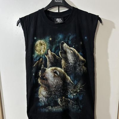 Vintage rock metal rock wolf moon t- shirt