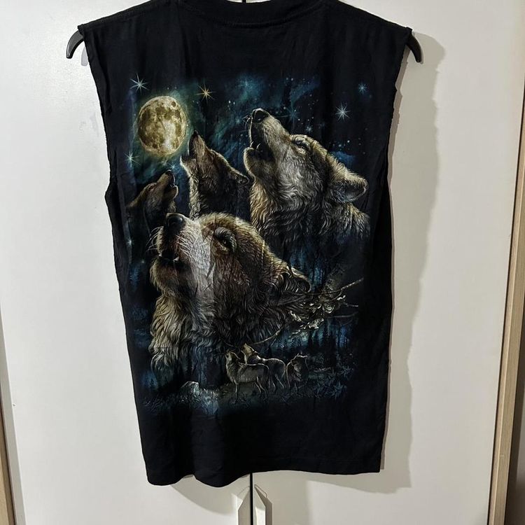 Vintage rock metal rock wolf moon t- shirt image 3