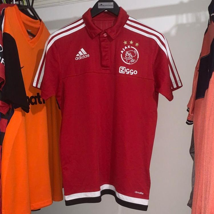 Mens Ajax 2016/17 Adidas Football Training Polo Shirt Red Small M64024