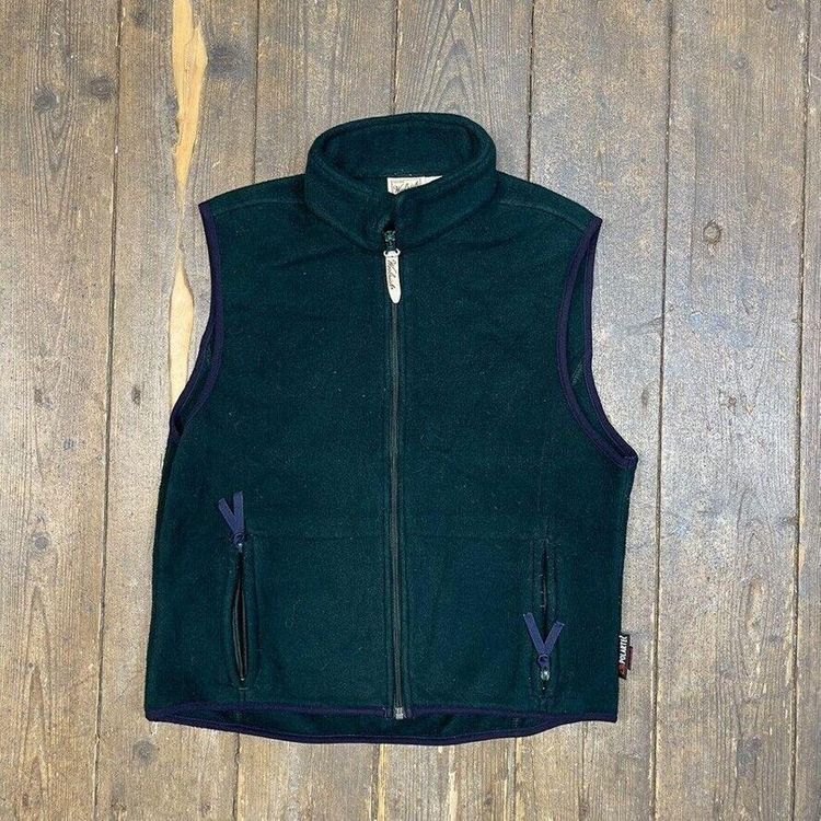 Woolrich Fleece Gilet Vest Vintage Full-Zip Outdoor Jacket, Green, Womens Medium