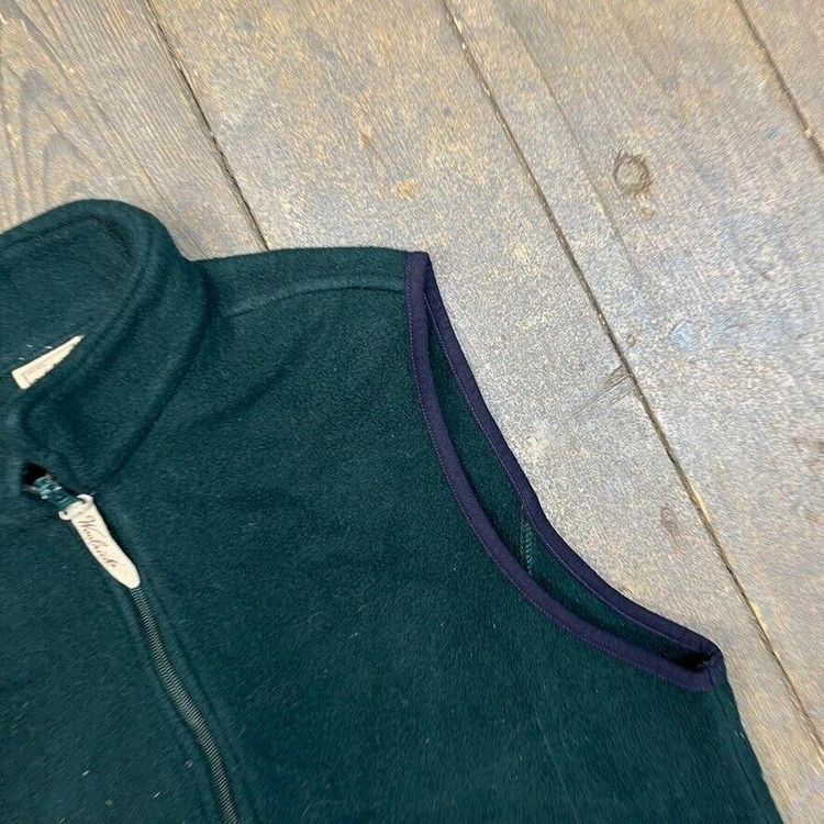 Woolrich Fleece Gilet Vest Vintage Full-Zip Outdoor Jacket, Green, Womens Medium 4