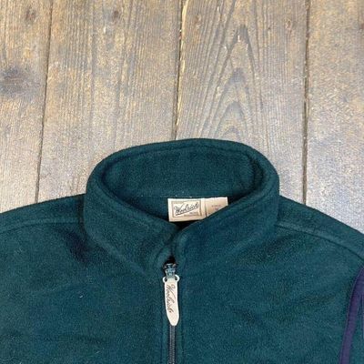 Woolrich Fleece Gilet Vest Vintage Full-Zip Outdoor Jacket, Green, Womens Medium 7