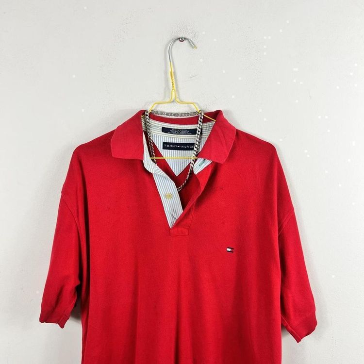 Red Tommy Hilfiger polo shirt image 1