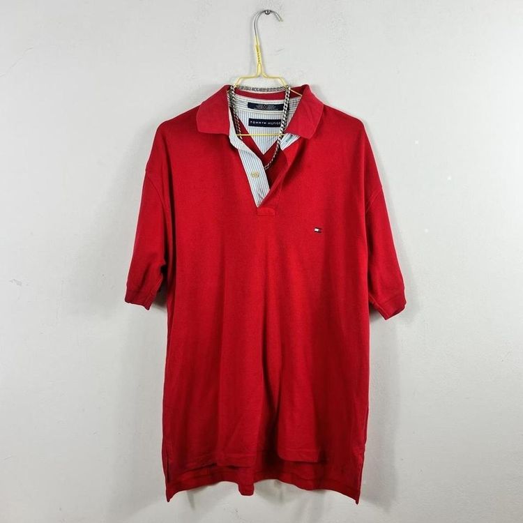 Red Tommy Hilfiger polo shirt image 2