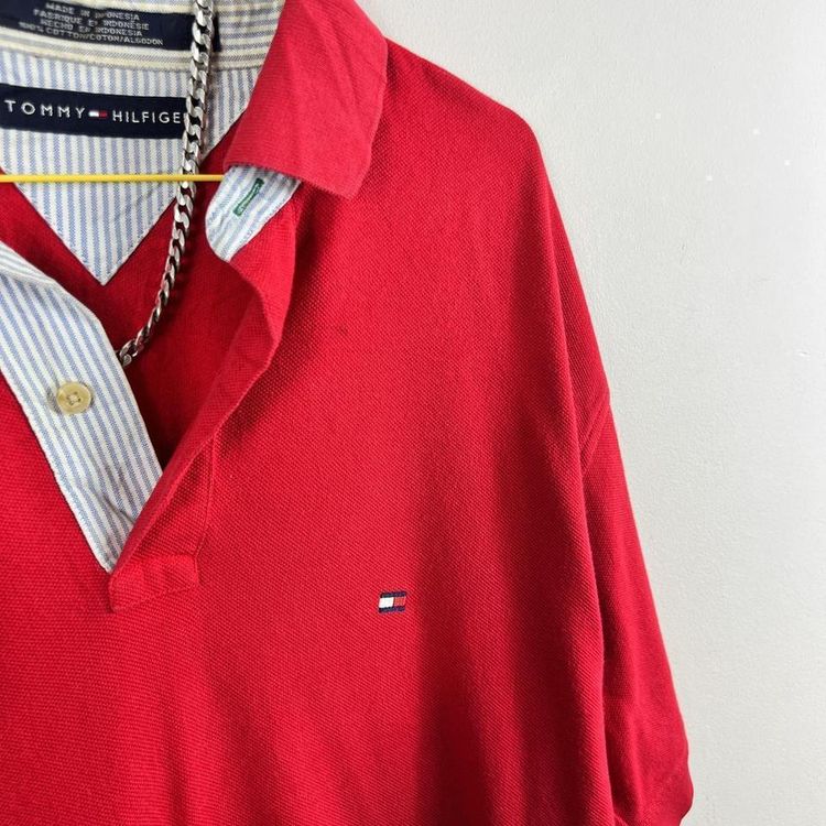 Red Tommy Hilfiger polo shirt image 3