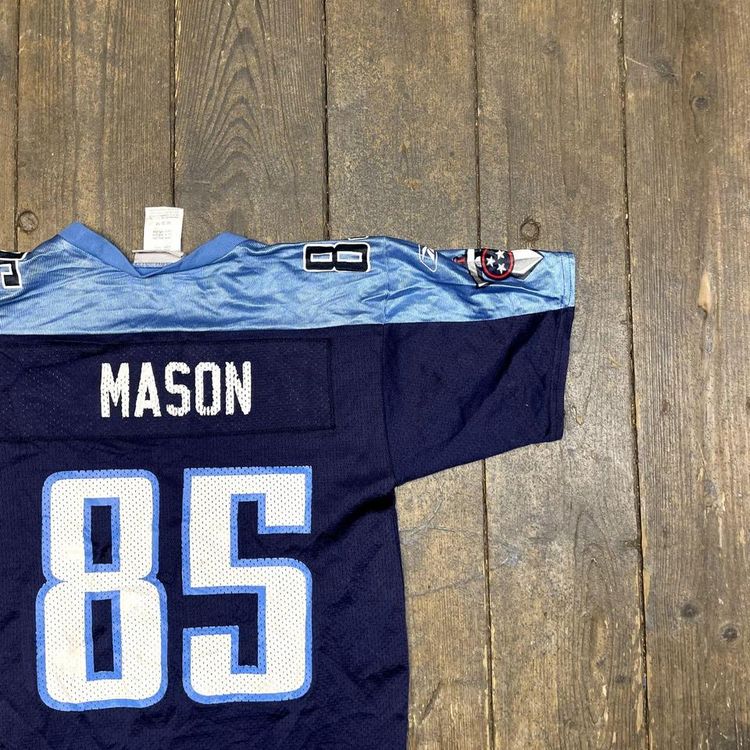 Reebok Jersey Tennesse Titans Mason Vintage NFL Sports Tee, Blue, Womens Medium 8