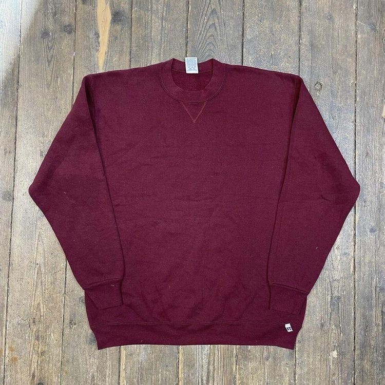 Russell Athletic Sweatshirt Pull Over Blank Sports Jumper, Burgundy, XL