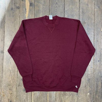 Russell Athletic Sweatshirt Pull Over Blank Sports Jumper, Burgundy, XL 1