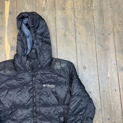 Columbia Puffer Jacket Titanium Down Feather Outdoor Coat, Black, Mens Large 2