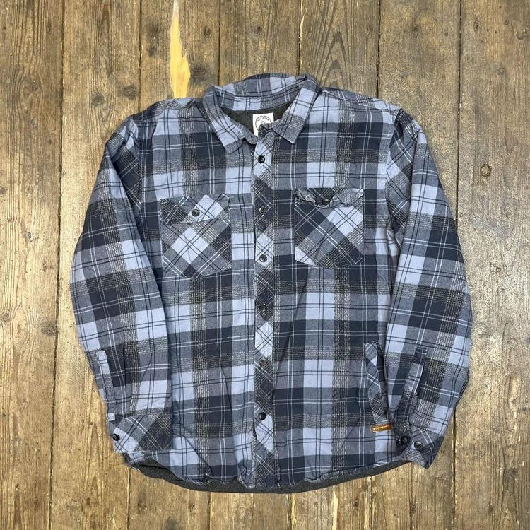 Vintage Over Shirt Checkered USA 90s Button Up Collared Top, Blue, Mens Large image 1