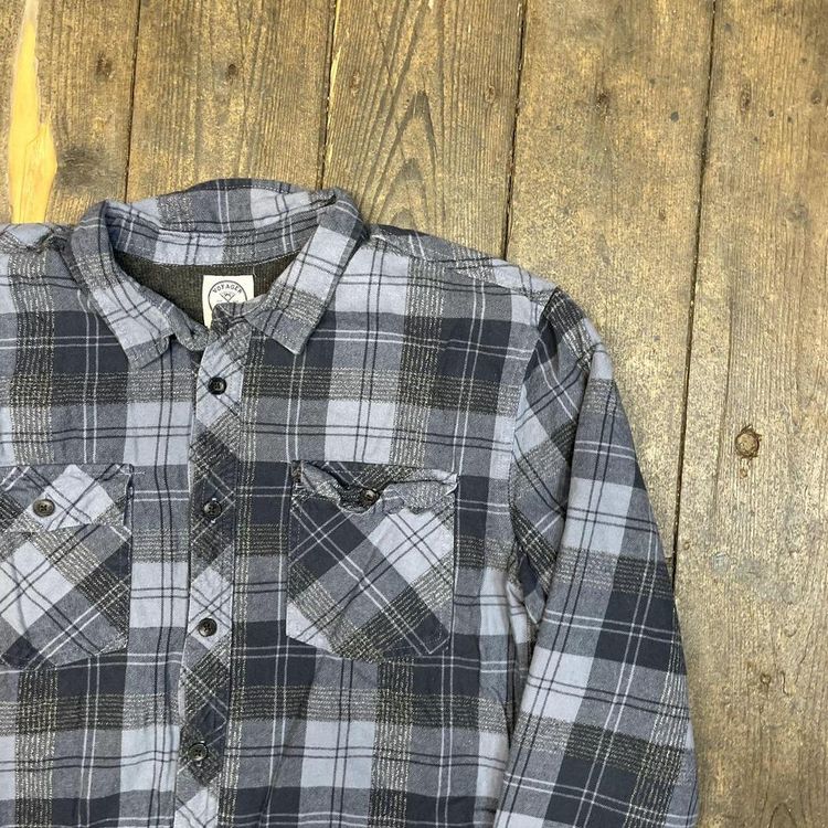 Vintage Over Shirt Checkered USA 90s Button Up Collared Top, Blue, Mens Large image 2