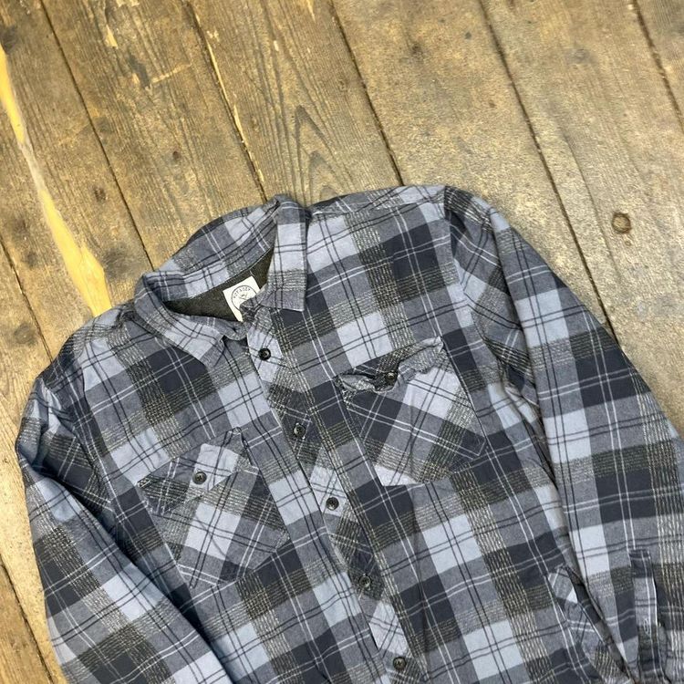 Vintage Over Shirt Checkered USA 90s Button Up Collared Top, Blue, Mens Large image 3