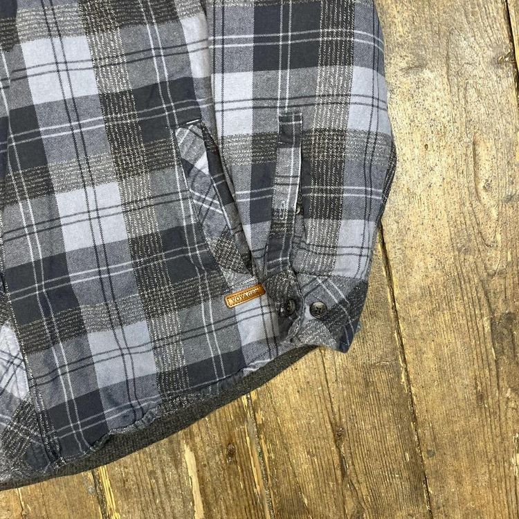 Vintage Over Shirt Checkered USA 90s Button Up Collared Top, Blue, Mens Large image 5