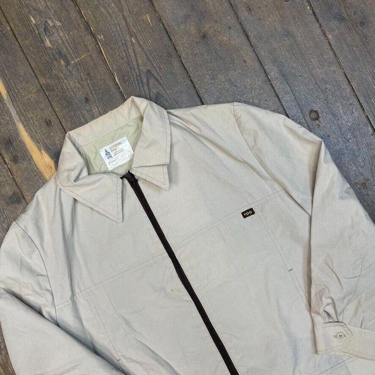 London FOG Harrington Jacket Full Zip Vintage Collared Coat, Beige, Mens XL image 3
