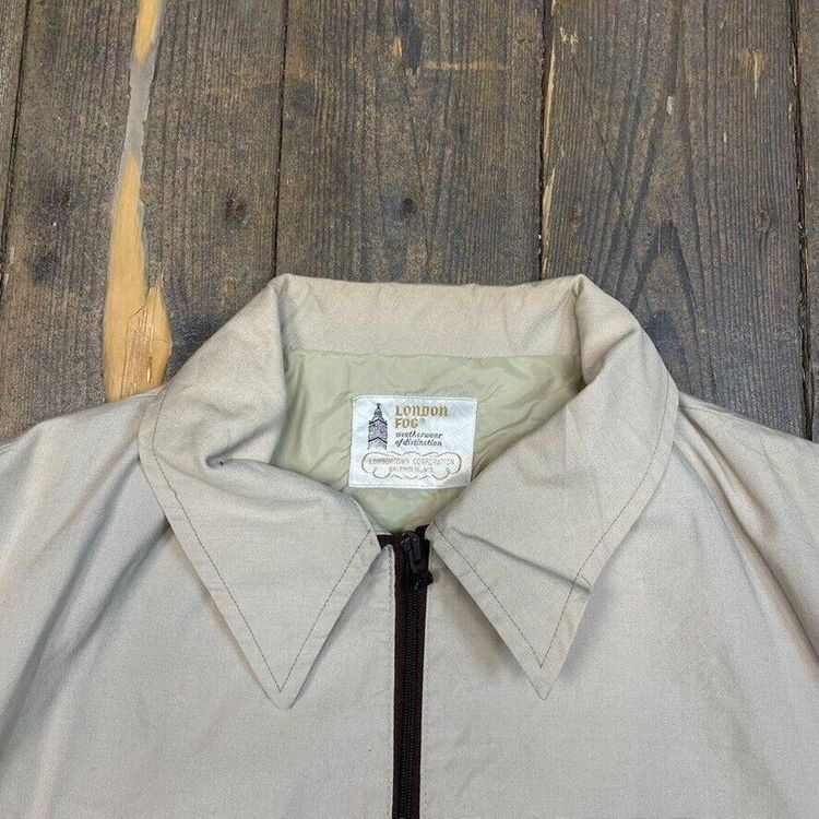 London FOG Harrington Jacket Full Zip Vintage Collared Coat, Beige, Mens XL image 7