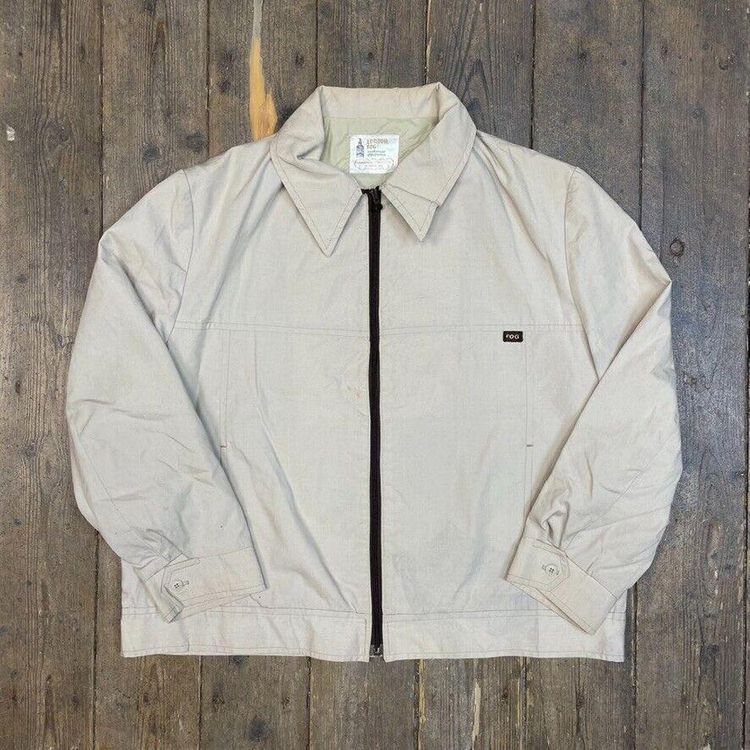 London FOG Harrington Jacket Full Zip Vintage Collared Coat, Beige, Mens XL image 1