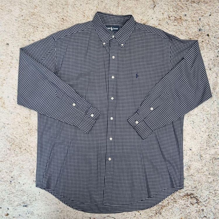 Ralph Lauren OXFORD SHIRT BLAKE 100% COTTON CHECK PLAID - Blue - Size L