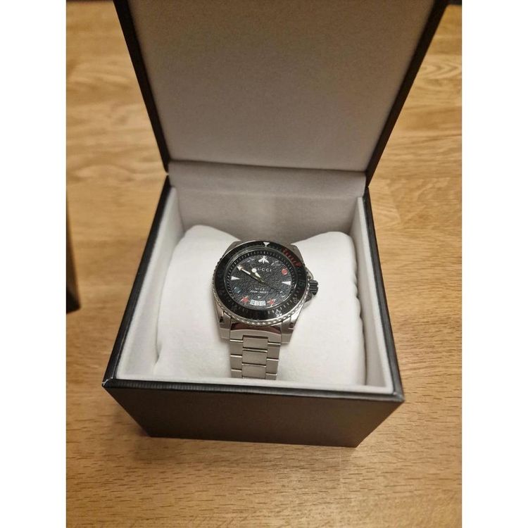 Gucci Dive 45mm Black Dial Multi Colour Steel Case Bracelet Watch image 3