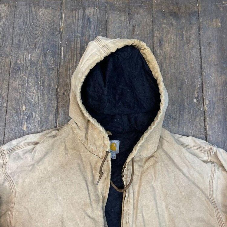 Carhartt Active Jacket Vintage Quilt Lined Full-Zip Hooded Coat, Beige, Mens 2XL image 6
