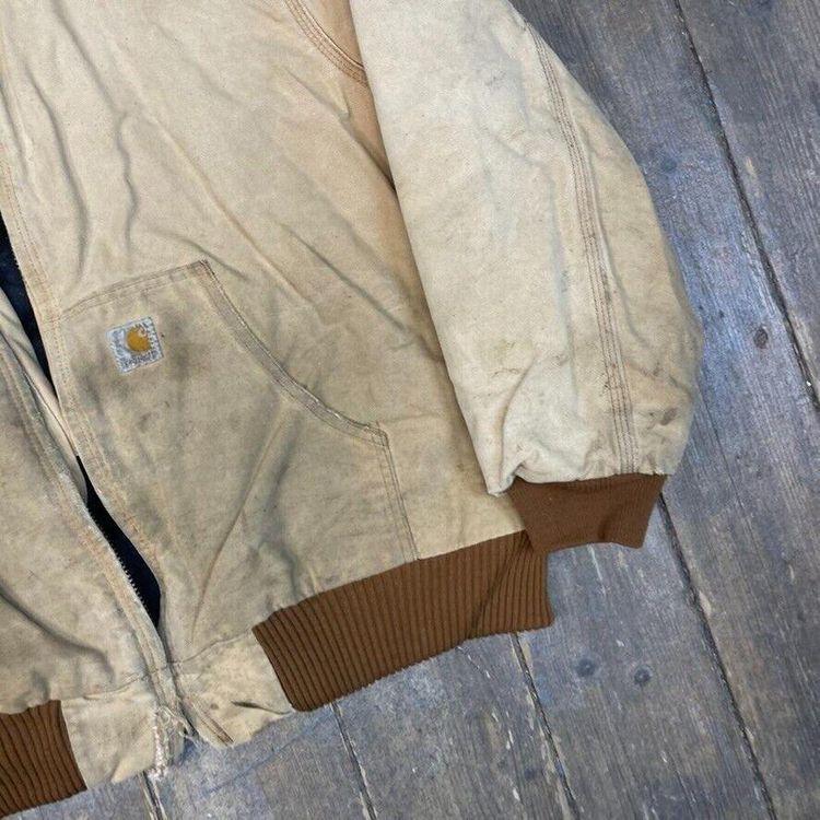 Carhartt Active Jacket Vintage Quilt Lined Full-Zip Hooded Coat, Beige, Mens 2XL image 5