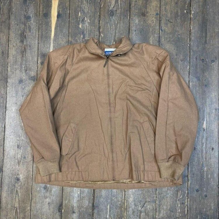 Pendleton Bomber Jacket USA Vintage Full Zip Wool Coat, Beige, Mens XL
