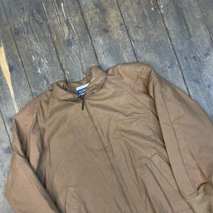 Pendleton Bomber Jacket USA Vintage Full Zip Wool Coat, Beige, Mens XL 3