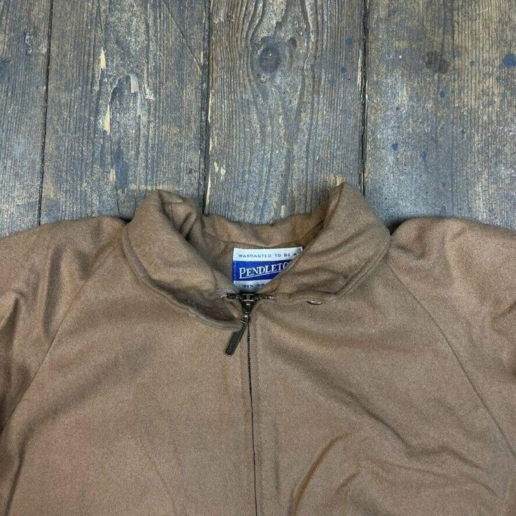 Pendleton Bomber Jacket USA Vintage Full Zip Wool Coat, Beige, Mens XL 6