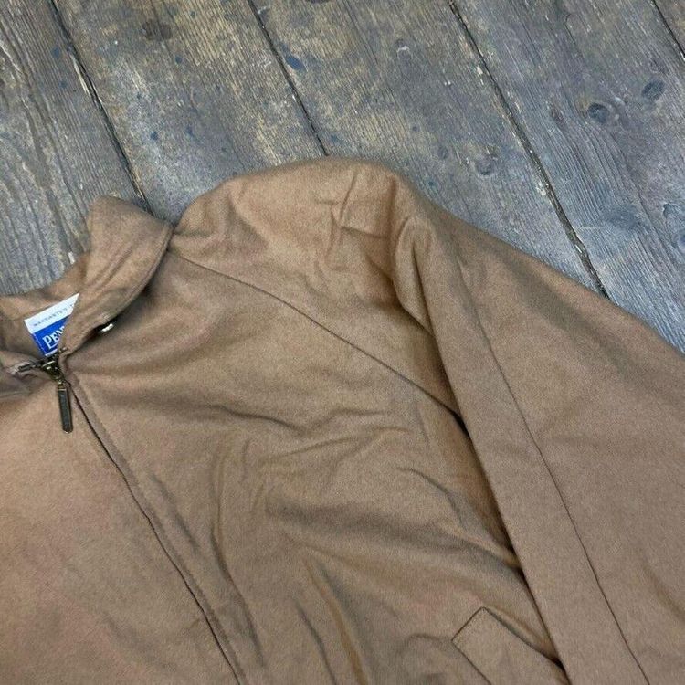 Pendleton Bomber Jacket USA Vintage Full Zip Wool Coat, Beige, Mens XL 4