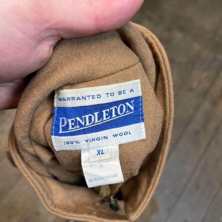 Pendleton Bomber Jacket USA Vintage Full Zip Wool Coat, Beige, Mens XL 7