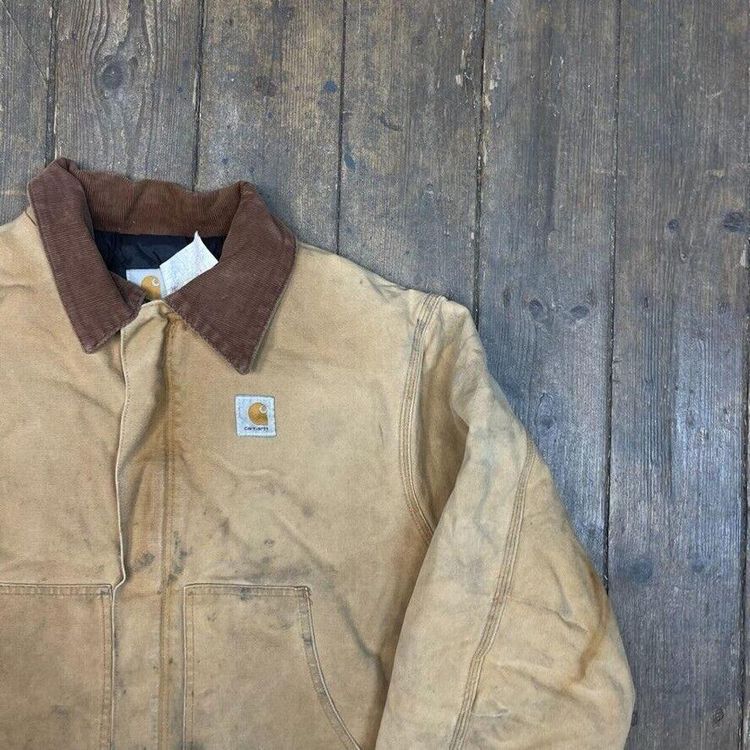 Carhartt Detroit Jacket Quilt Lined Vintage Workwear Coat, Beige, Mens 3XL 2
