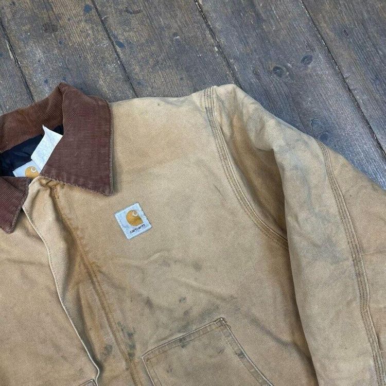 Carhartt Detroit Jacket Quilt Lined Vintage Workwear Coat, Beige, Mens 3XL 4