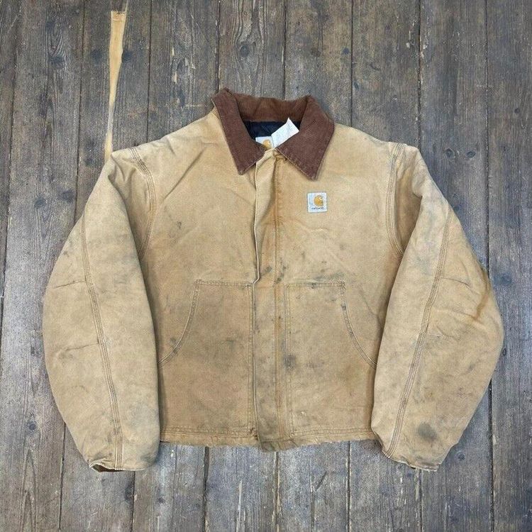 Carhartt Detroit Jacket Quilt Lined Vintage Workwear Coat, Beige, Mens 3XL