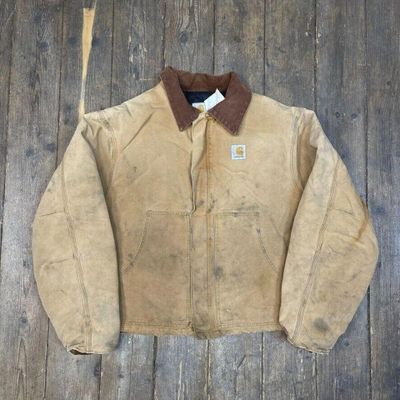Carhartt Detroit Jacket Quilt Lined Vintage Workwear Coat, Beige, Mens 3XL 1