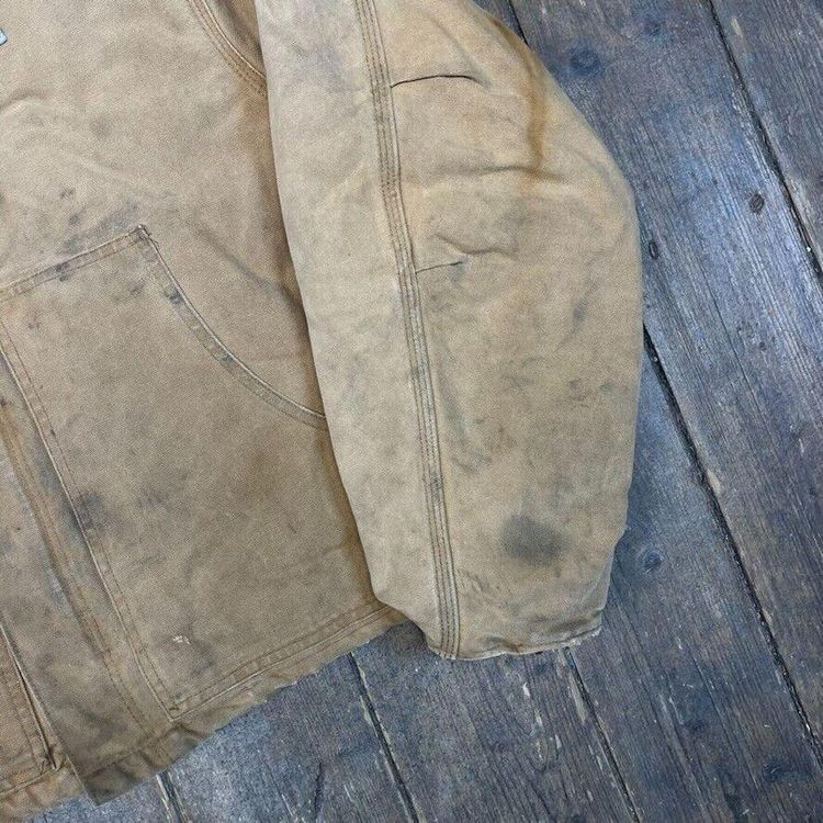 Carhartt Detroit Jacket Quilt Lined Vintage Workwear Coat, Beige, Mens 3XL 5