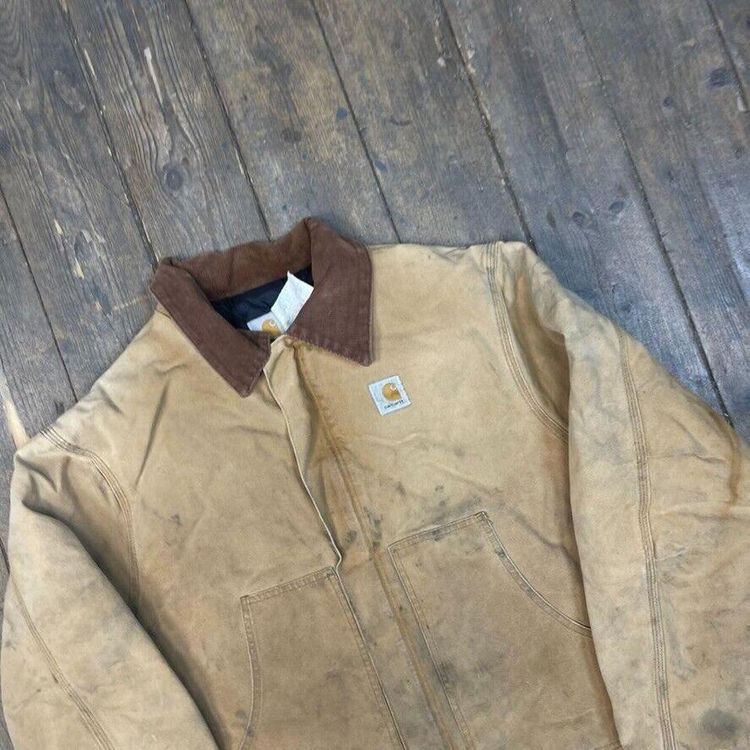 Carhartt Detroit Jacket Quilt Lined Vintage Workwear Coat, Beige, Mens 3XL 3