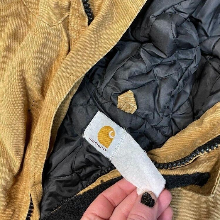 Carhartt Chore Jacket Quilt Lined Full-Zip Hooded Workwear Coat, Beige, Mens 2XL 7