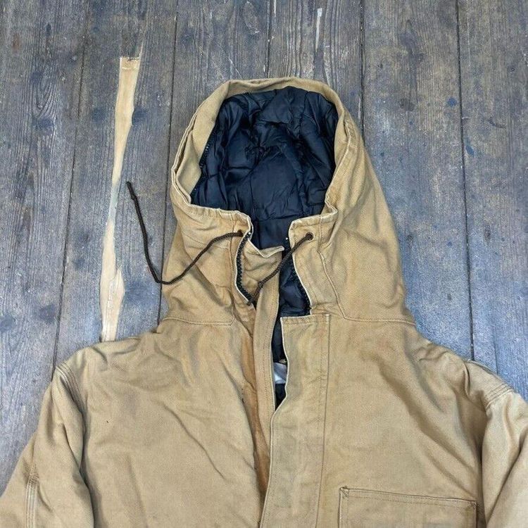 Carhartt Chore Jacket Quilt Lined Full-Zip Hooded Workwear Coat, Beige, Mens 2XL 6